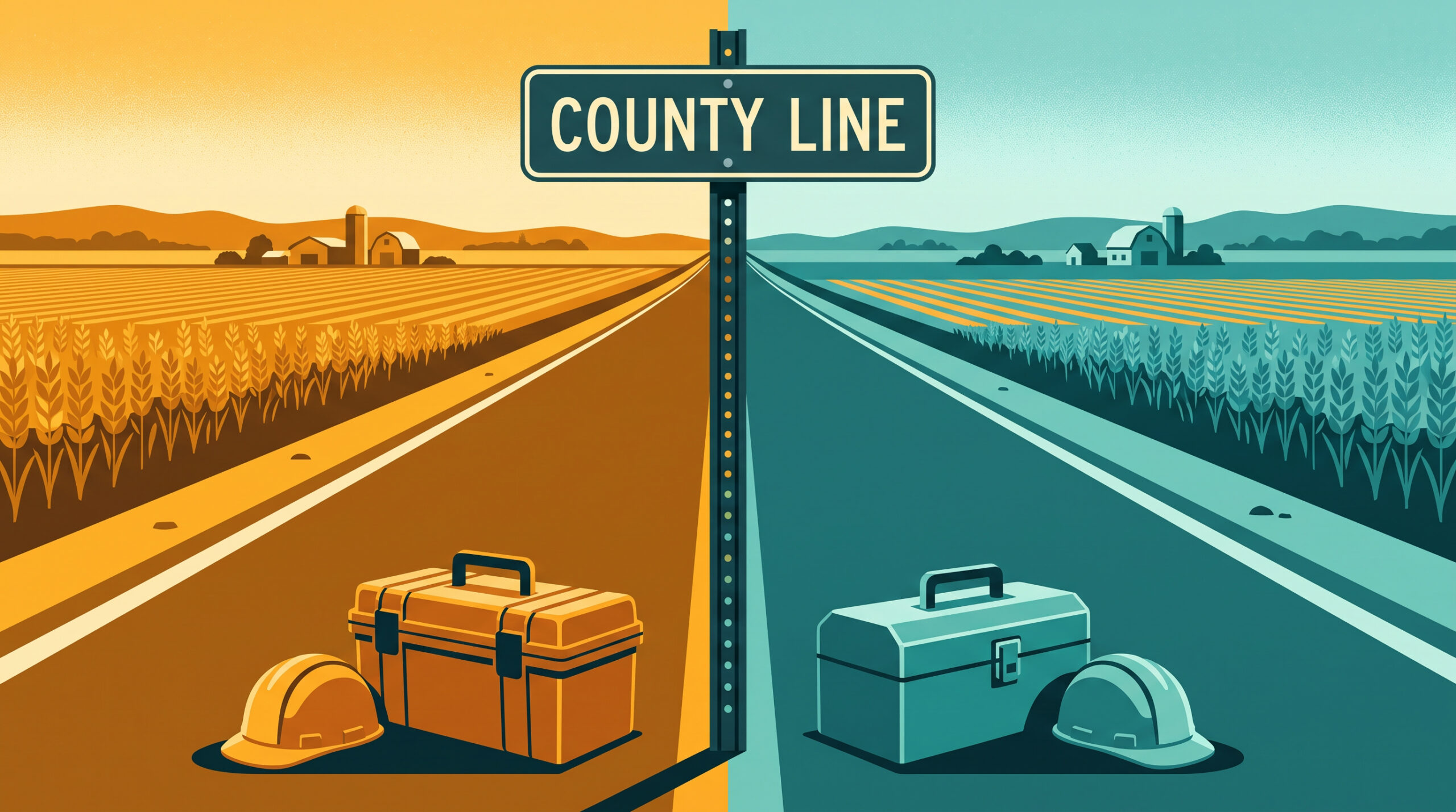 The same wage determination almost never covers both sides of a county line.